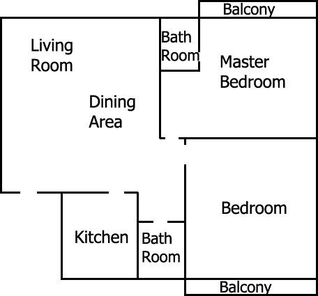 Diagram of Apartment B Floor Plan
